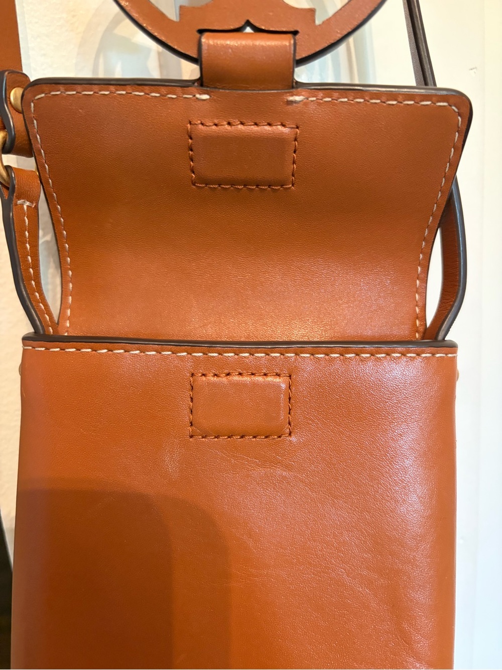 Tory Burch Leather Miller Phone Crossbody in Chestnut - Picture 5 of 8